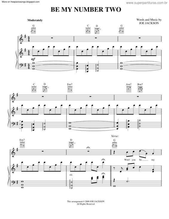 Partitura da música Be My Number Two v.2