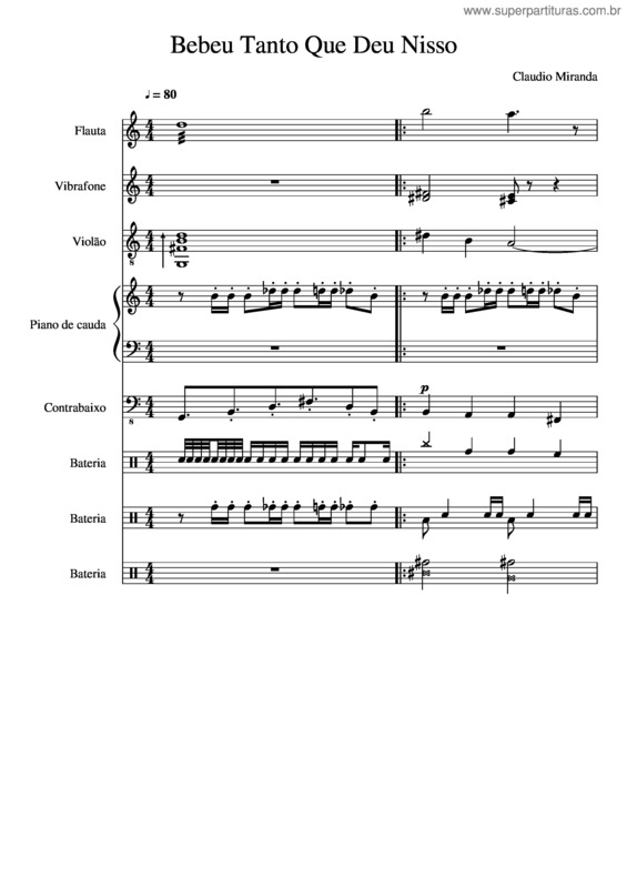 Partitura da música Bebeu Tanto Que Deu Nisso