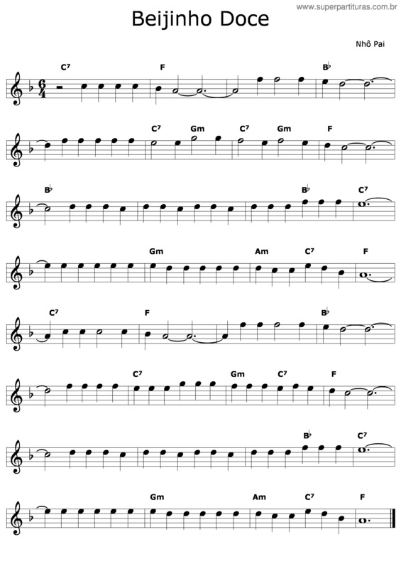 Partitura da música Beijinho Doce v.6