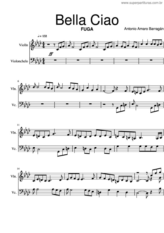 Partitura da música Bella Ciao Fuga Para Cuerda