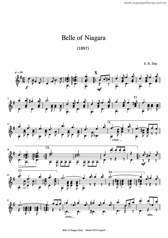 Partitura da música Belle Of Niagara