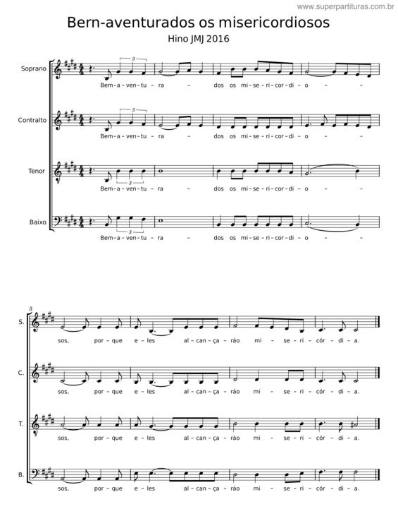 Partitura da música Bem-Aventurados Os Misericordiosos v.2