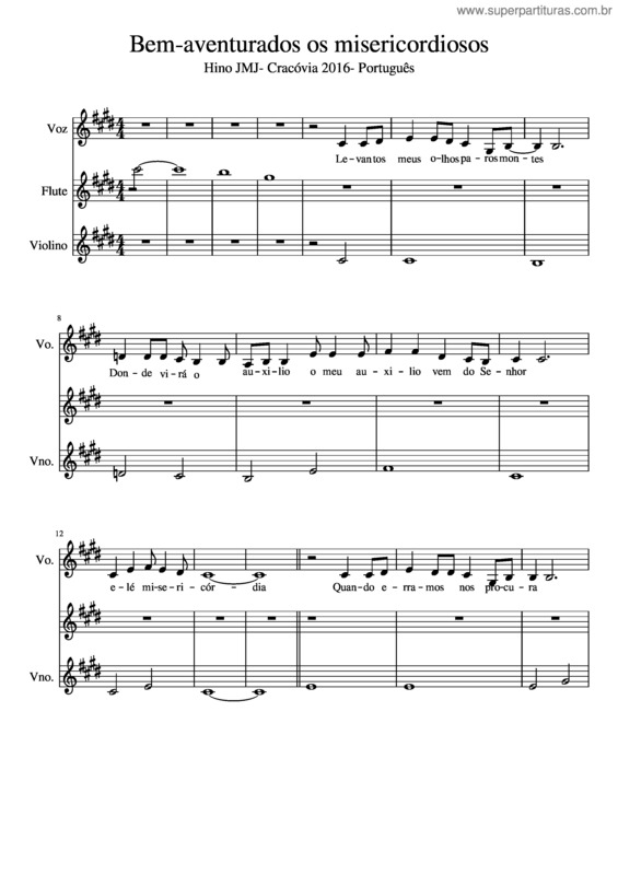 Partitura da música Bem-Aventurados Os Misericordiosos