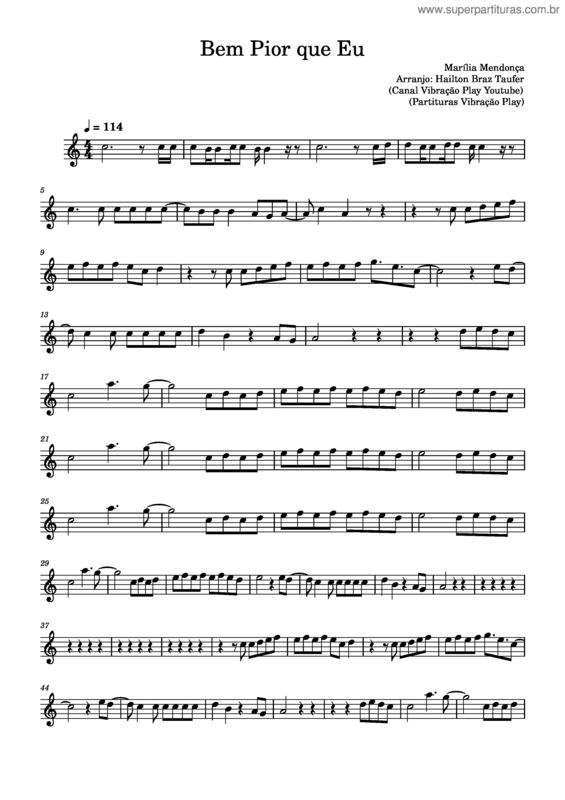 Partitura da música Bem Melhor Que Eu