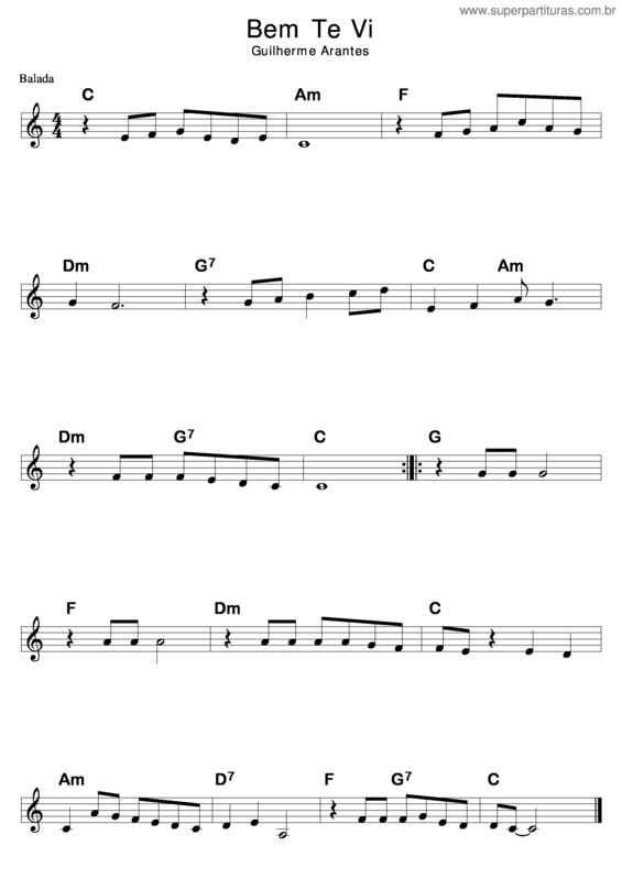 Partitura da música Bem Te Vi v.3