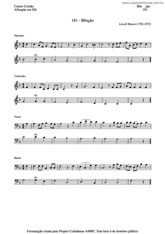 Partitura da música Bênção v.6