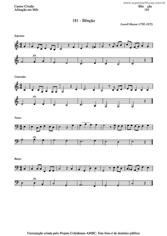 Partitura da música Bênção v.7