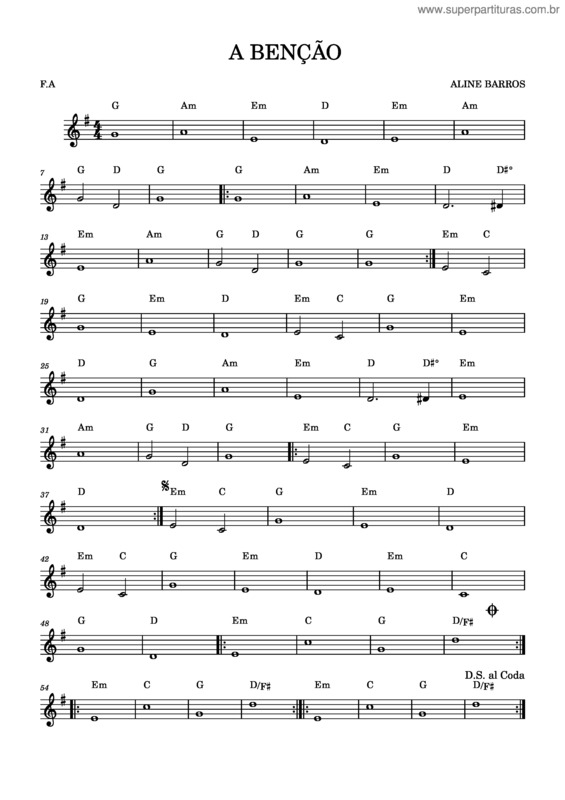 Partitura da música Benção v.8