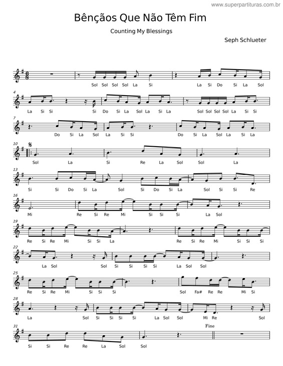 Partitura da música Bênçãos Que Não Têm Fim v.5