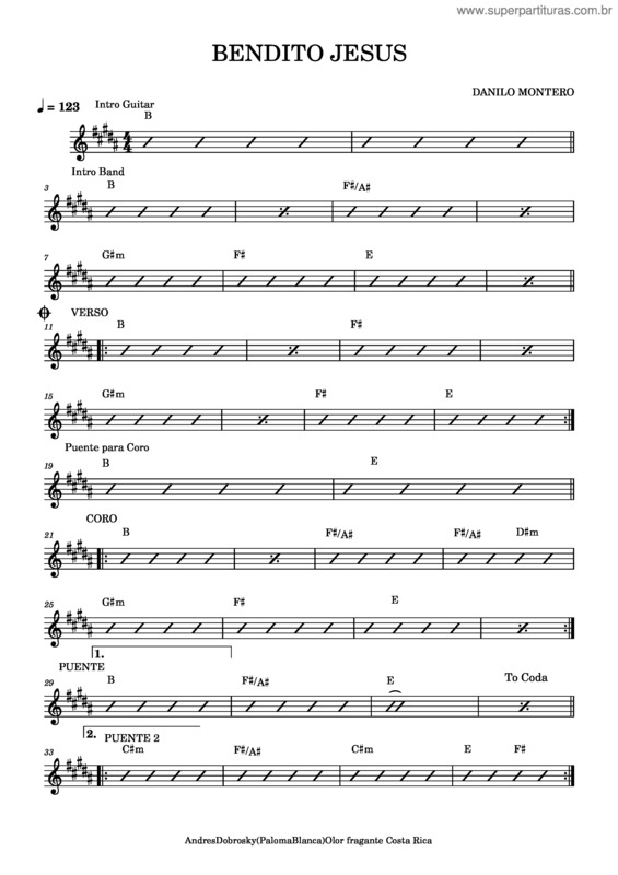 Partitura da música Bendito Jesus v.2