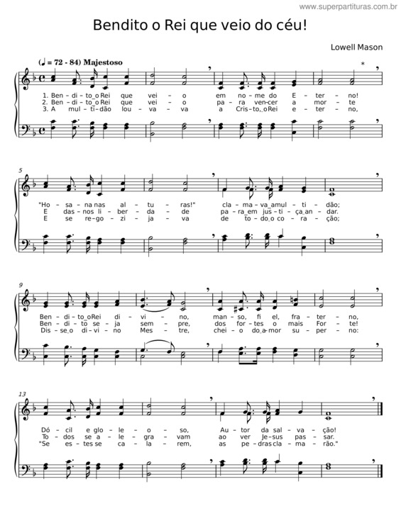 Partitura da música Bendito O Rei Que Veio Do Céu