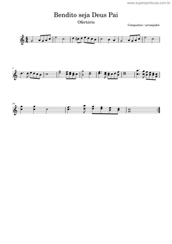 Partitura da música Bendito Seja Deus Pai v.3