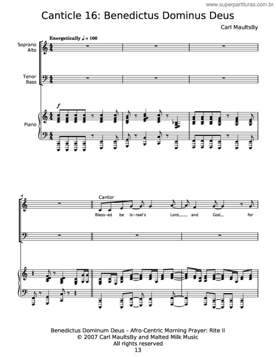 Partitura da música Benedictus Dominus Deus