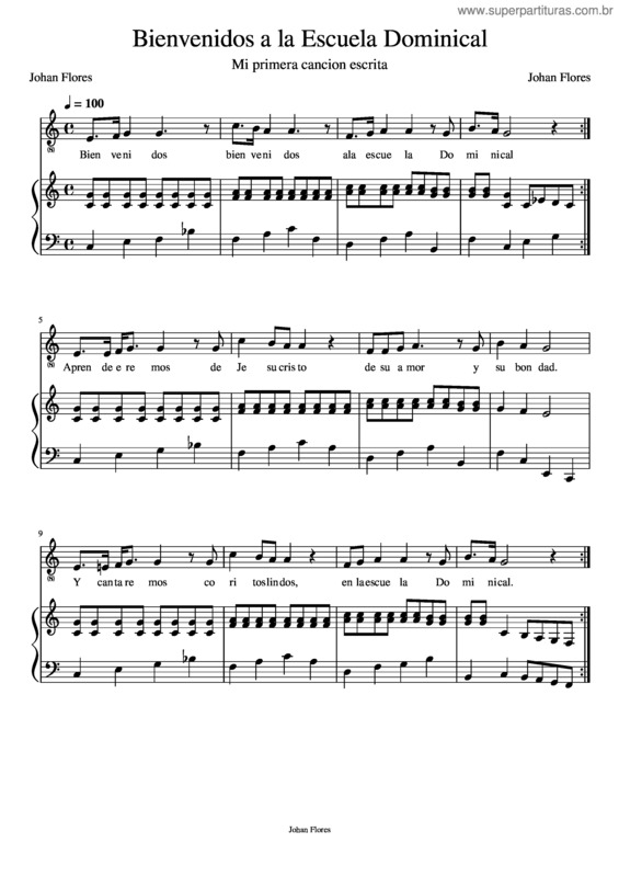 Partitura da música Bienvenidos A La Escuela Dominical