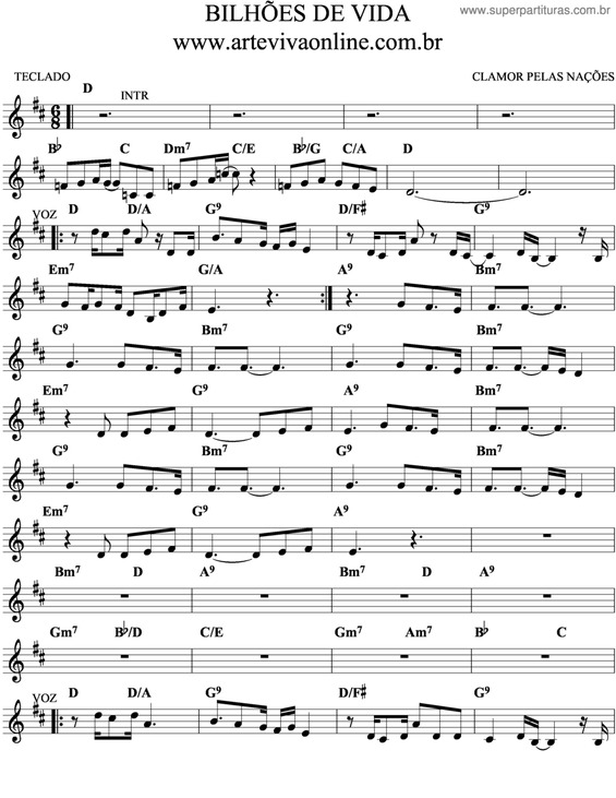 Partitura da música Bilhões De Vida