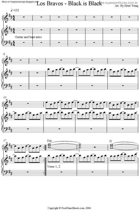 Partitura da música Black Is Black