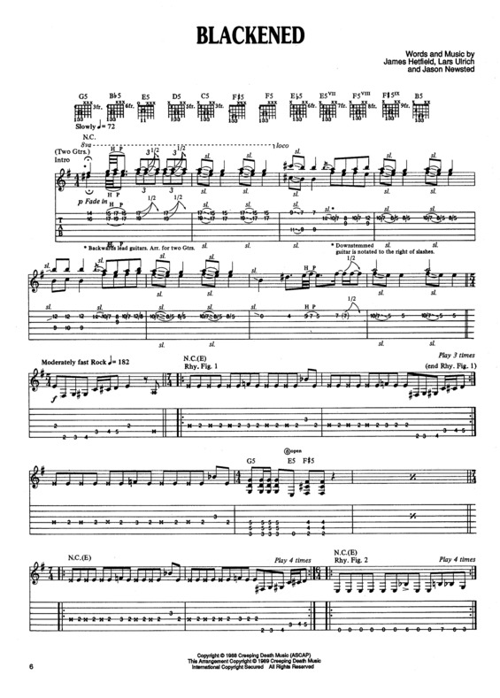 Partitura da música Blackened