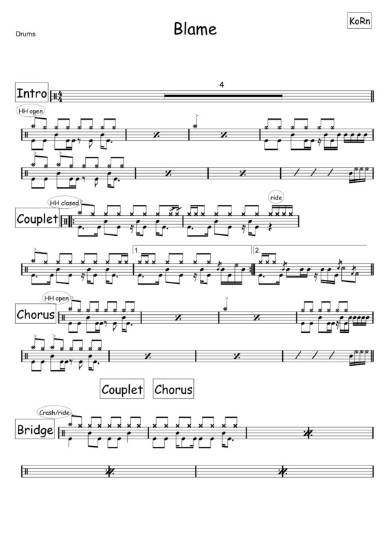 Partitura da música Blame