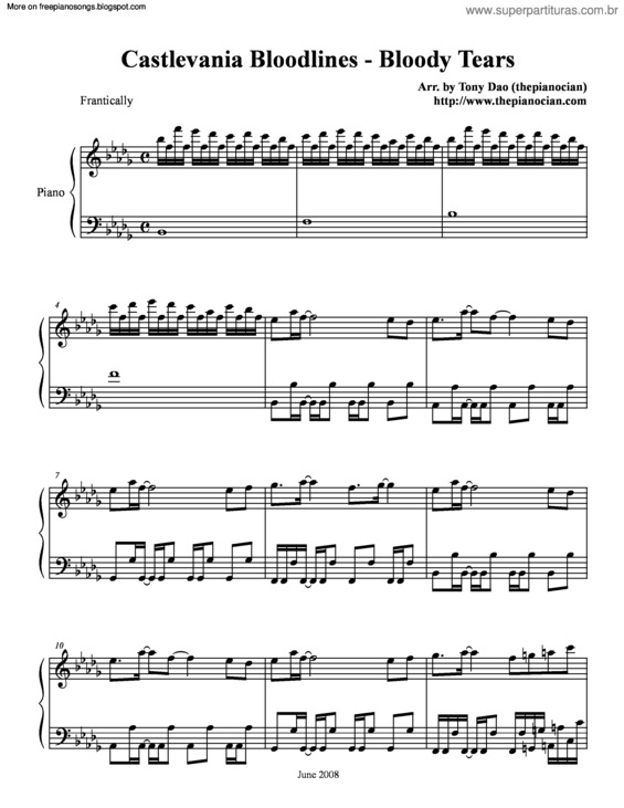 Partitura da música Bloody Tears v.2