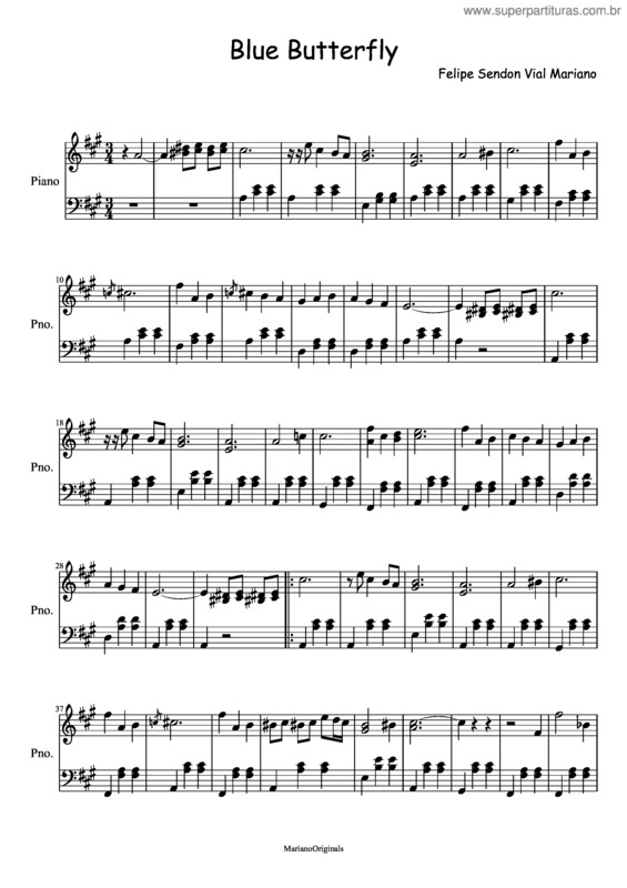 Partitura da música Blue Butterfly