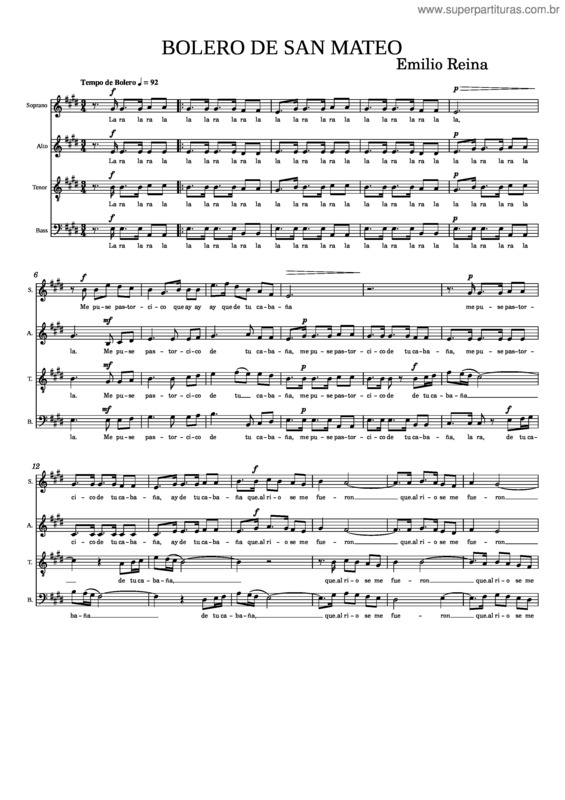 Partitura da música Bolero De San Mateo