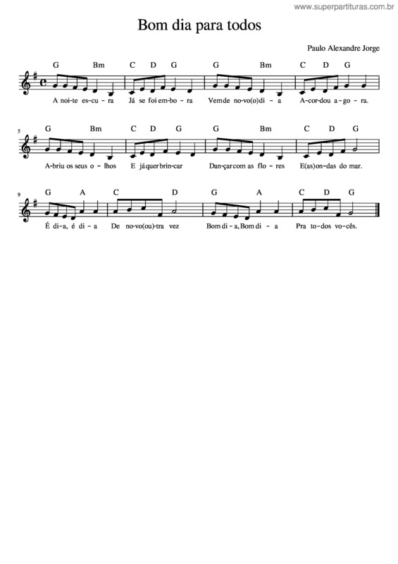 Partitura da música Bom Dia Para Todos