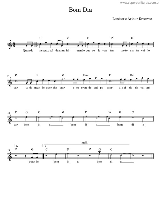 Partitura da música Bom Dia v.5