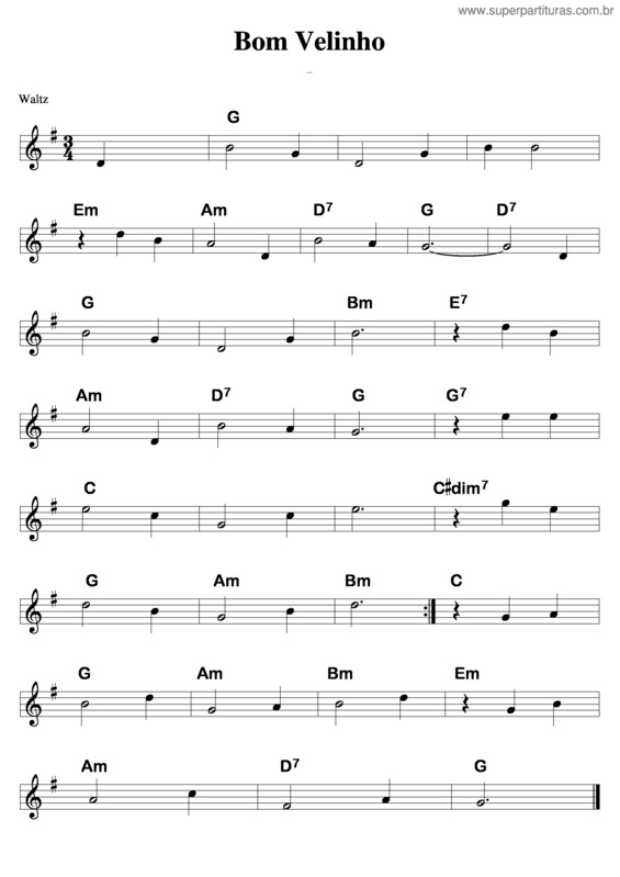 Partitura da música Bom Velhinho