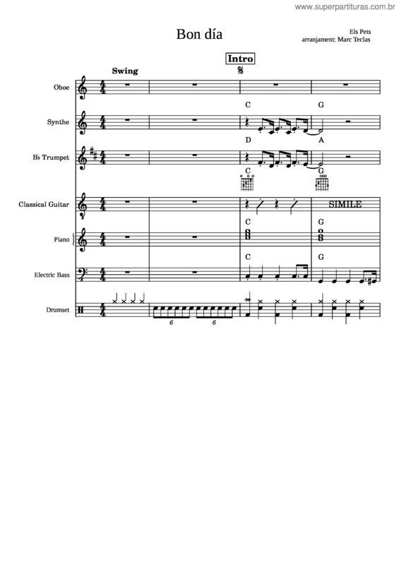 Partitura da música Bon Dia v.2