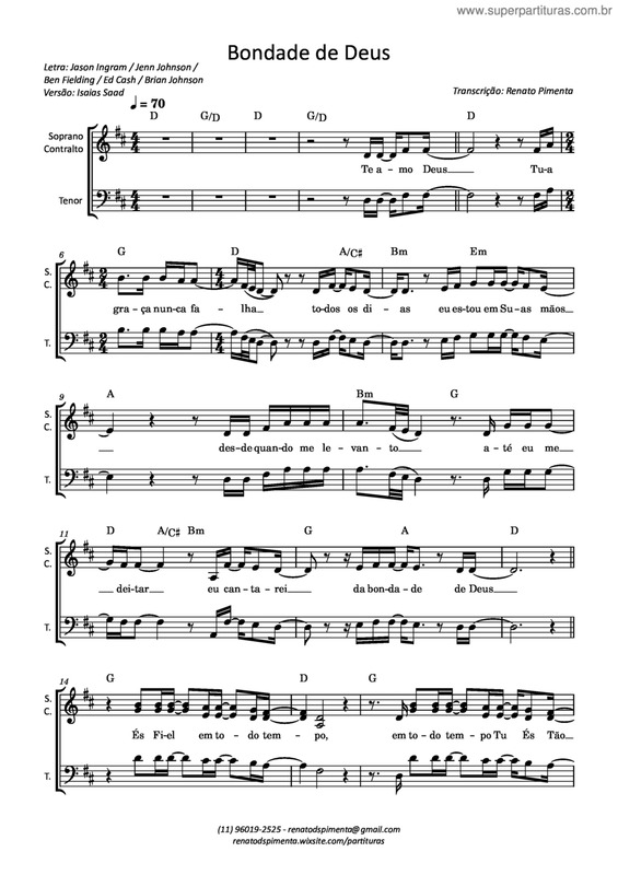 Partitura da música Bondade De Deus v.6