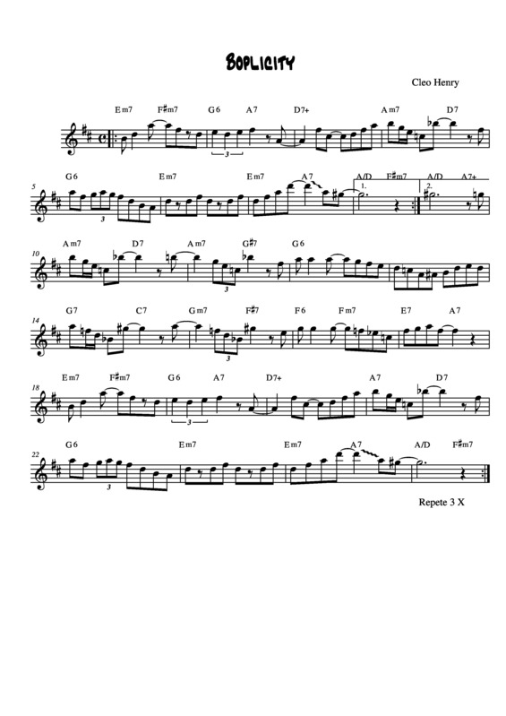 Partitura da música Boplicity