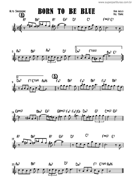 Partitura da música Born To Be Blue v.2