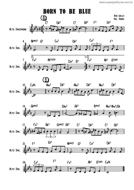 Partitura da música Born To Be Blue v.3