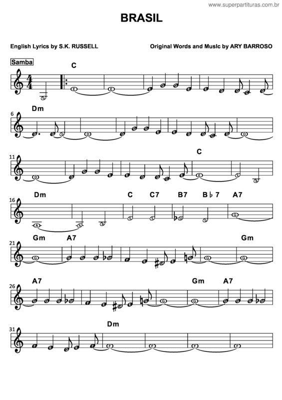 Partitura da música Brasil v.12