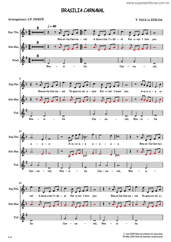 Partitura da música Brasilia Carnaval v.2