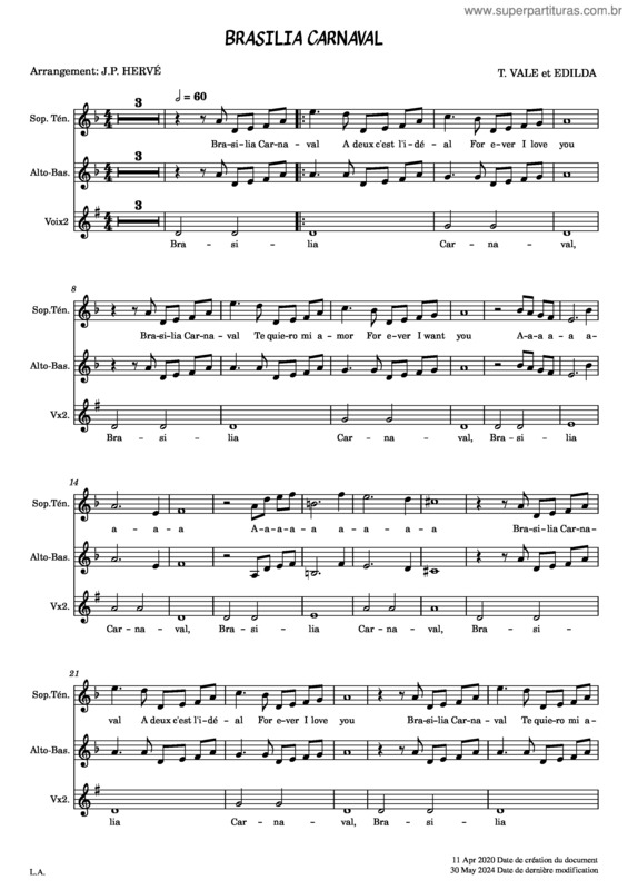 Partitura da música Brasilia Carnaval v.3