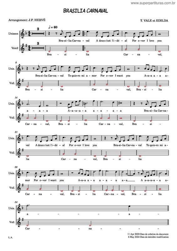 Partitura da música Brasilia Carnaval v.4