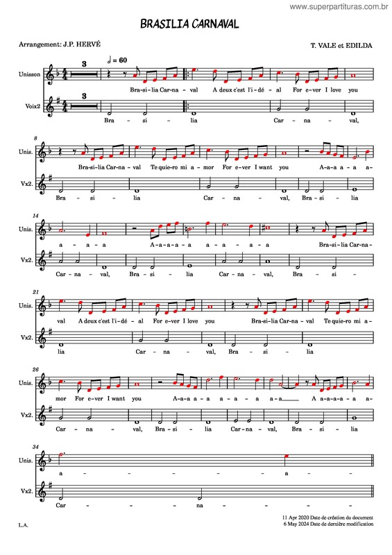 Partitura da música Brasilia Carnaval v.5