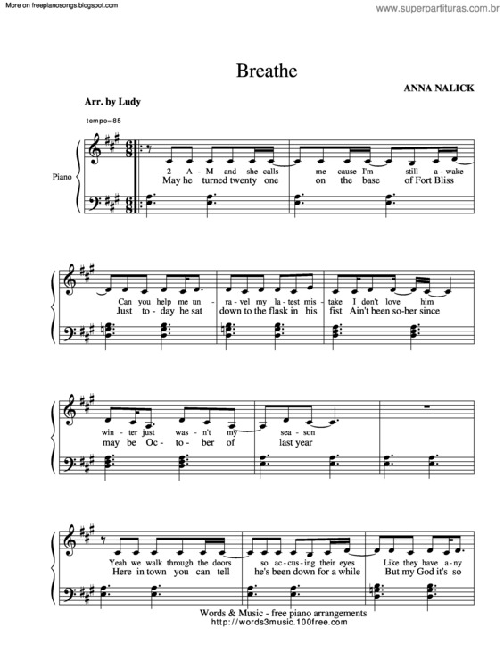 Partitura da música Breathe v.5