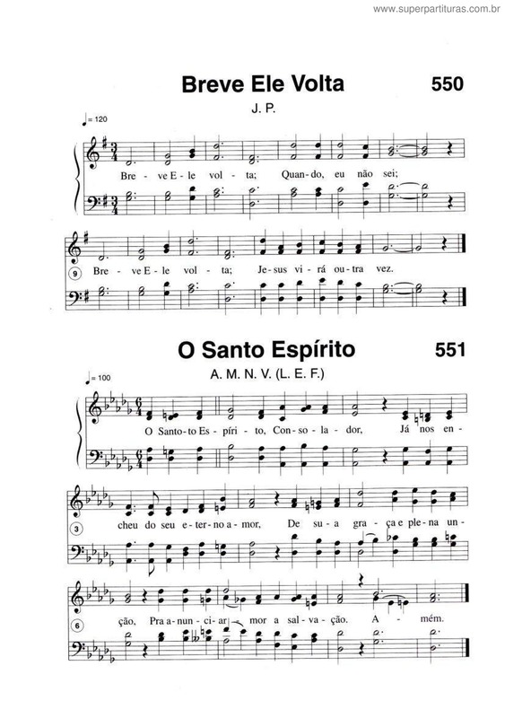 Partitura da música Breve Ele Volta