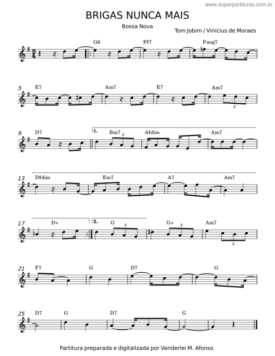 Partitura da música Brigas Nunca Mais v.12