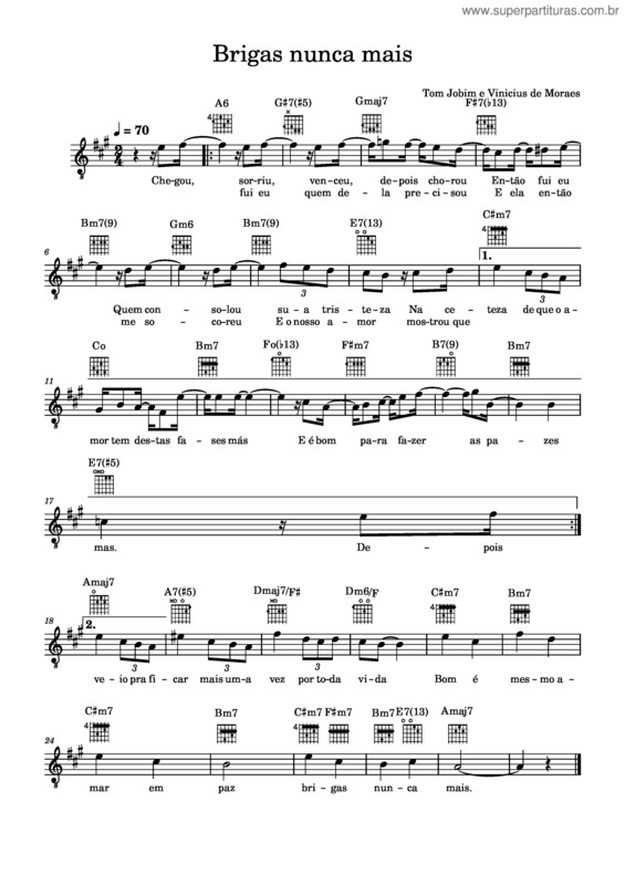 Partitura da música Brigas Nunca Mais v.9