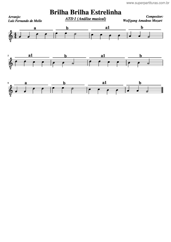 Partitura da música Brilha Brilha Estrelinha v.6