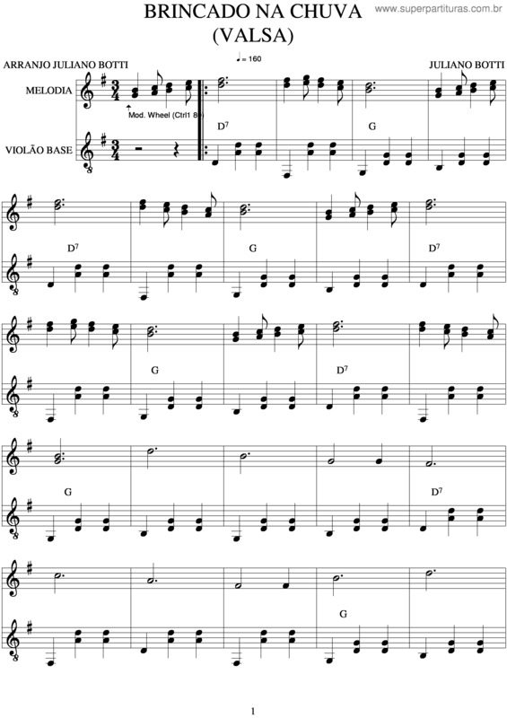 Partitura da música Brincando Na Chuva