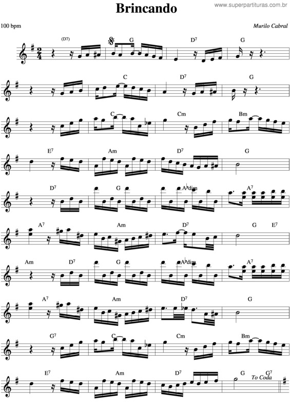 Partitura da música Brincando v.2