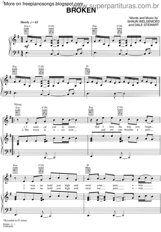 Partitura da música Broken v.3