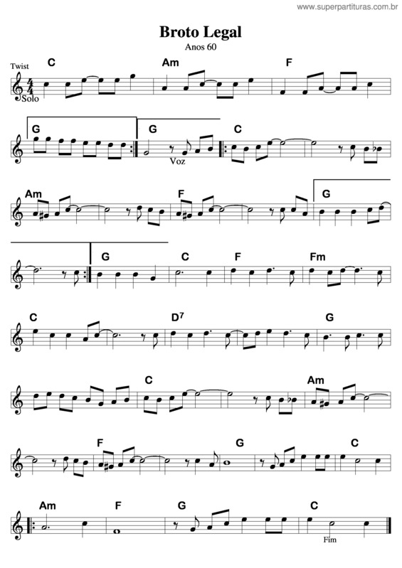 Partitura da música Broto Legal v.2