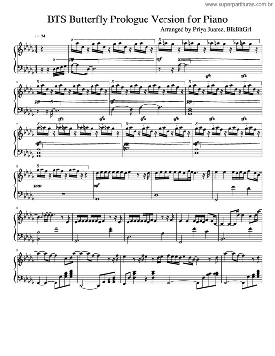 Partitura da música Bts Butterfly Prologue Version For Piano