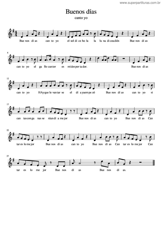 Partitura da música Buenos Días v.2