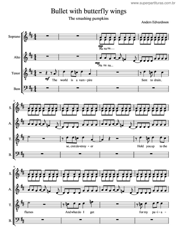 Partitura da música Bullet With Butterfly Wings